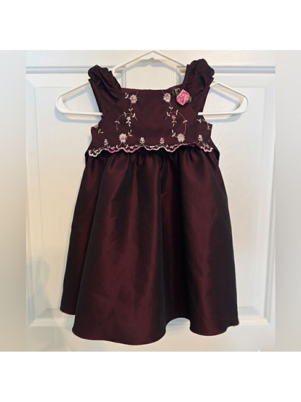 Stone Gear Girls Burgundy Floral Embroidered Dress Size 5